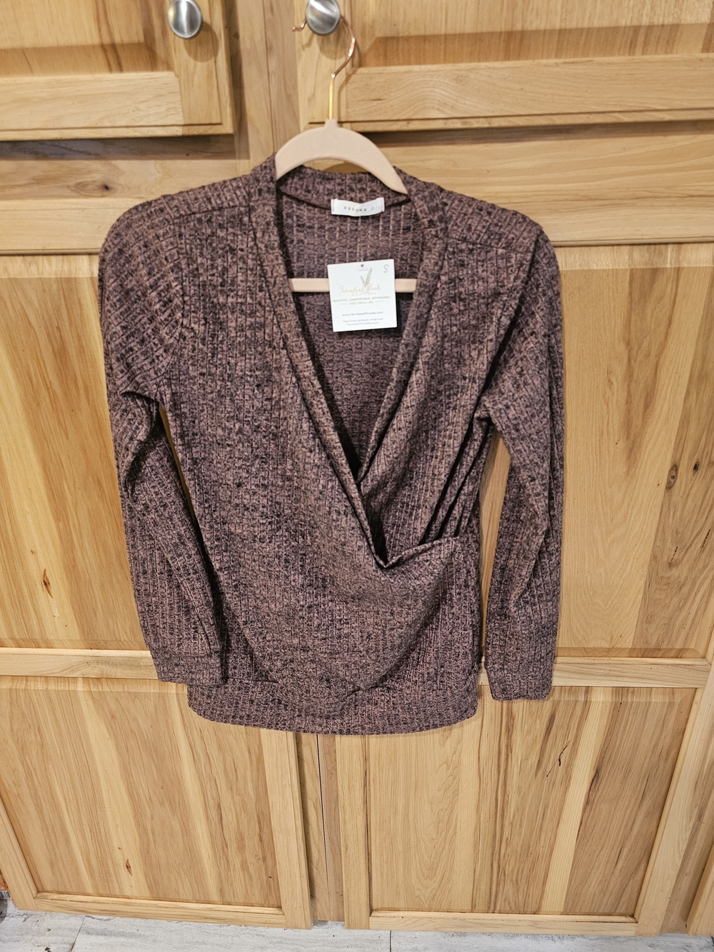 Reborn J Women’s V-Neck Wrap Sweater - Mauve